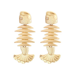Vintage Golden Stitched Fishbone Earrings