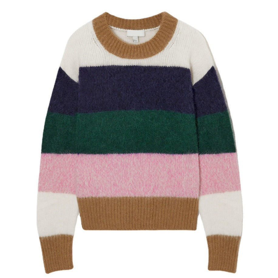 Round Neck Long Sleeved Knitted Sweater