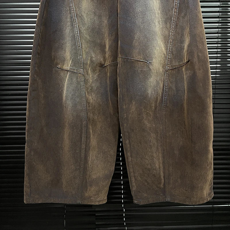 Washed Loose Straight Leg Denim Pants