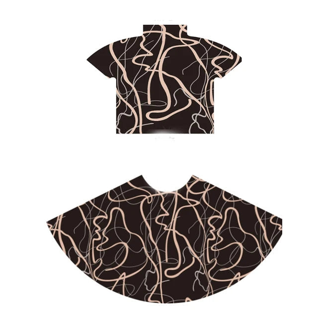Squiggles Top+Skirt Pleated Set