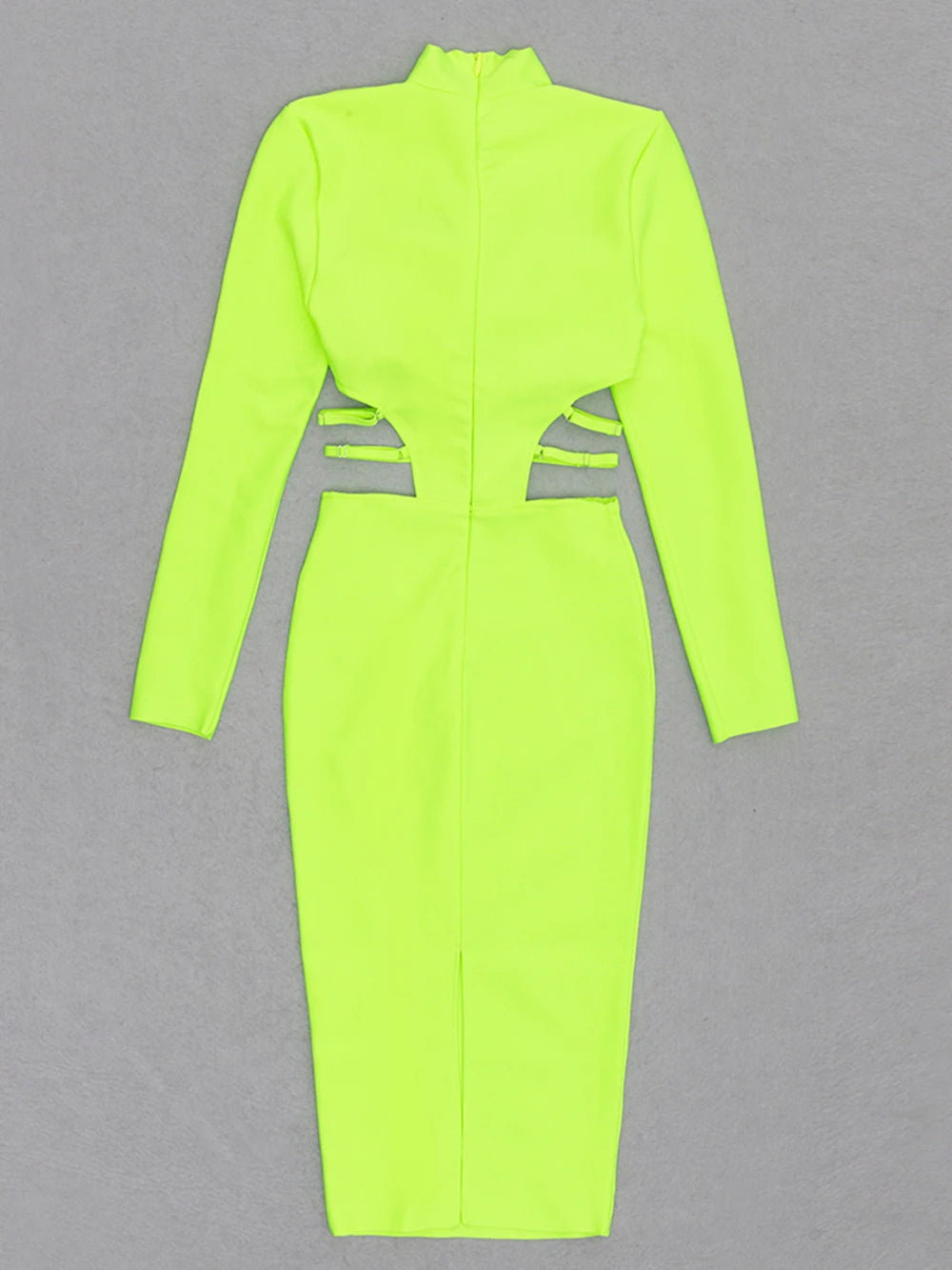 Green Hollow-Out Slim-Fit Midi Dress