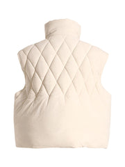 Tasseled Diamond Sleeveless Puffer Jacket