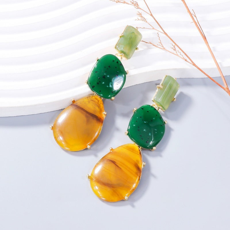 Multi-Layered Exaggerated Geometric Resin Earrings