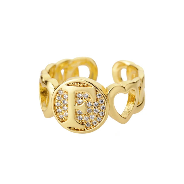 Alphabet Gold Plated Resizable Ring