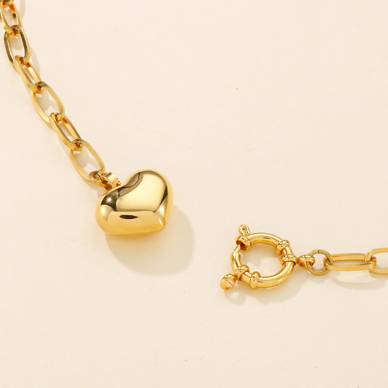 Heart Brushed Alloy Chain Necklace