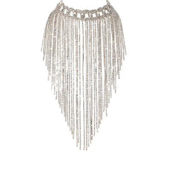 Rhinestone Tassel Light Party Necklace