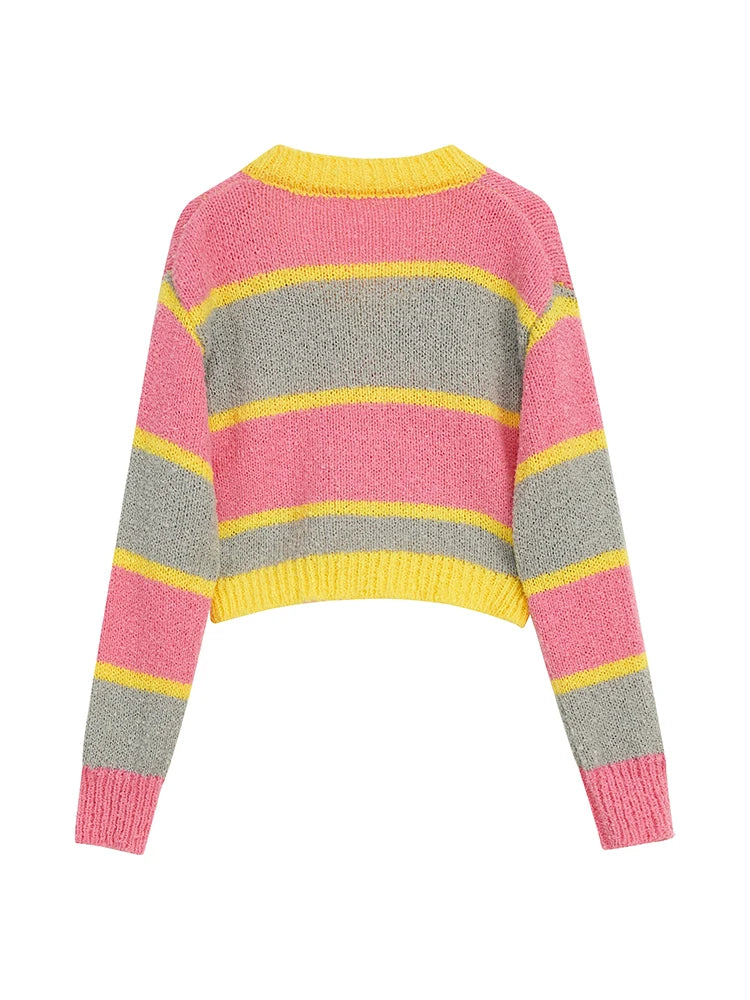 Stripes Cropped Knit Sweater