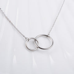 Double Ring Plated Silver Necklace