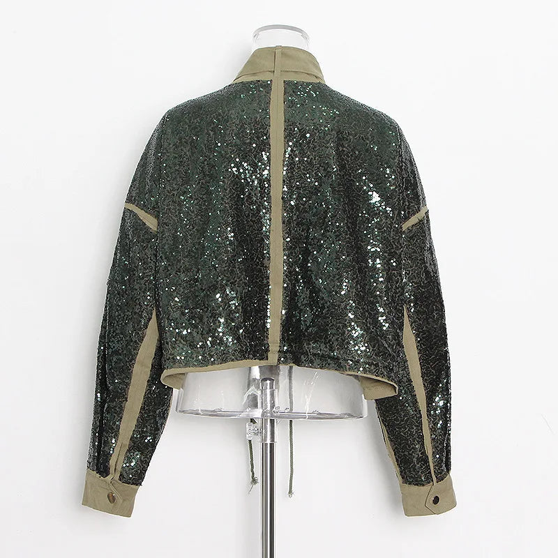Sequined Short Bomber Jacket
