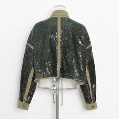 Sequined Short Bomber Jacket