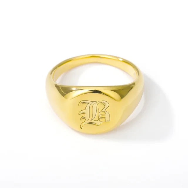 Stainless Steel A-Z Letter Initial Rings