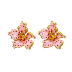 Glaze Pink Flower Earrings