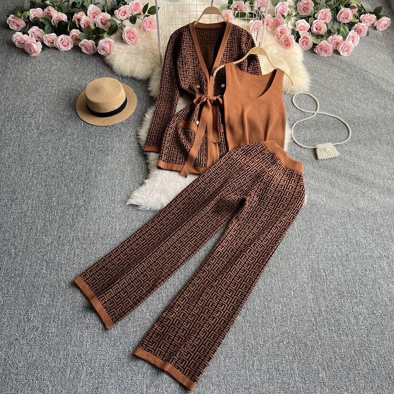 Two-Piece Knitted Top + Wide Leg Pants