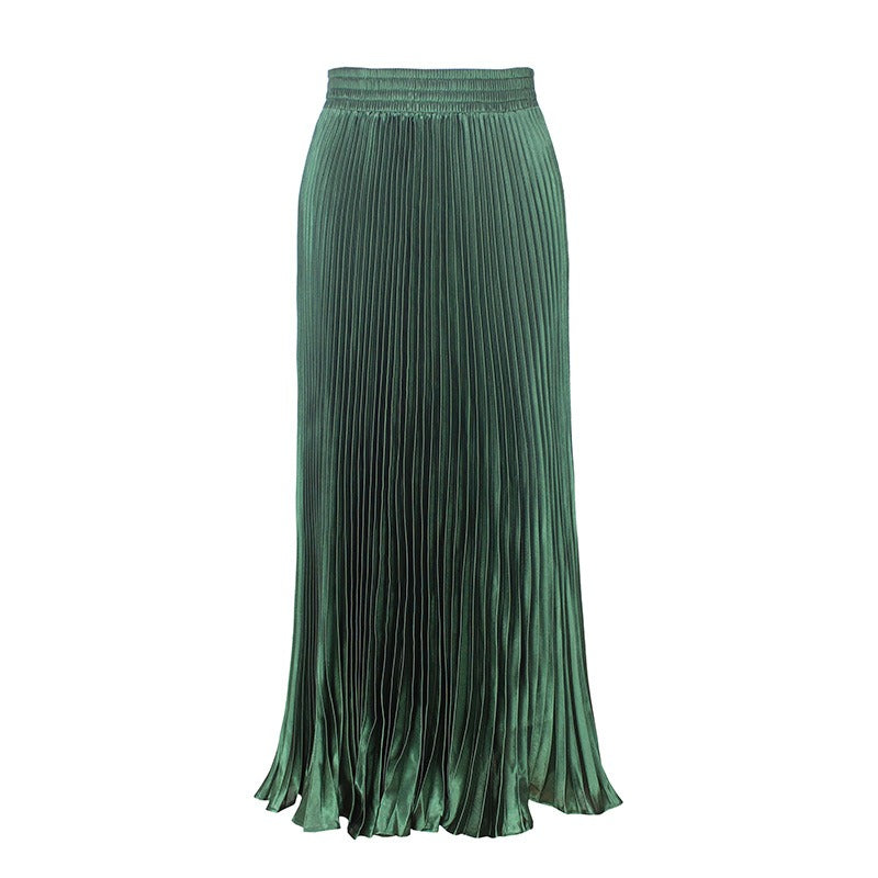 Glossy Pleated Accordion Skirt