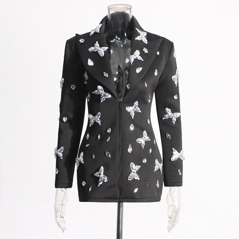 Waist Slimming Butterfly Sequin Blazer