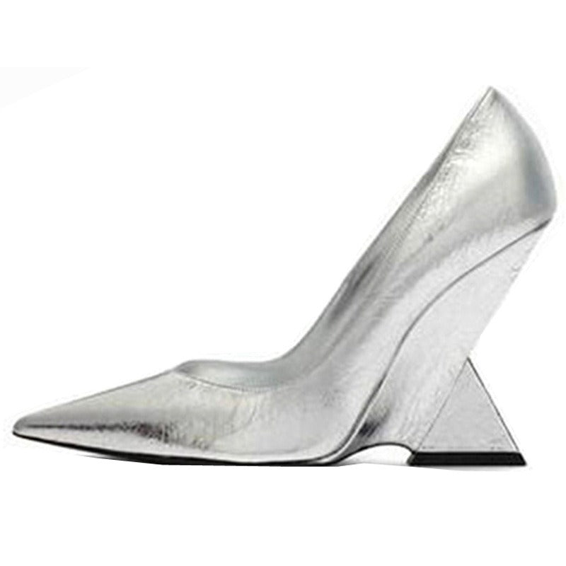 Patent Suede Unconventional High Heel Pumps
