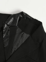 Pre Order:  Black Spliced Faux-Leather Blazer