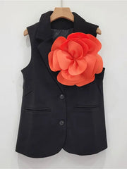 Solid Waistcoat Patchwork Flower Sleeveless Vest