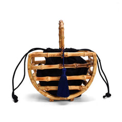 Handmade Tassel Bamboo Knot Bucket Handbag