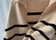 Stripes Cuff Slit Sweater