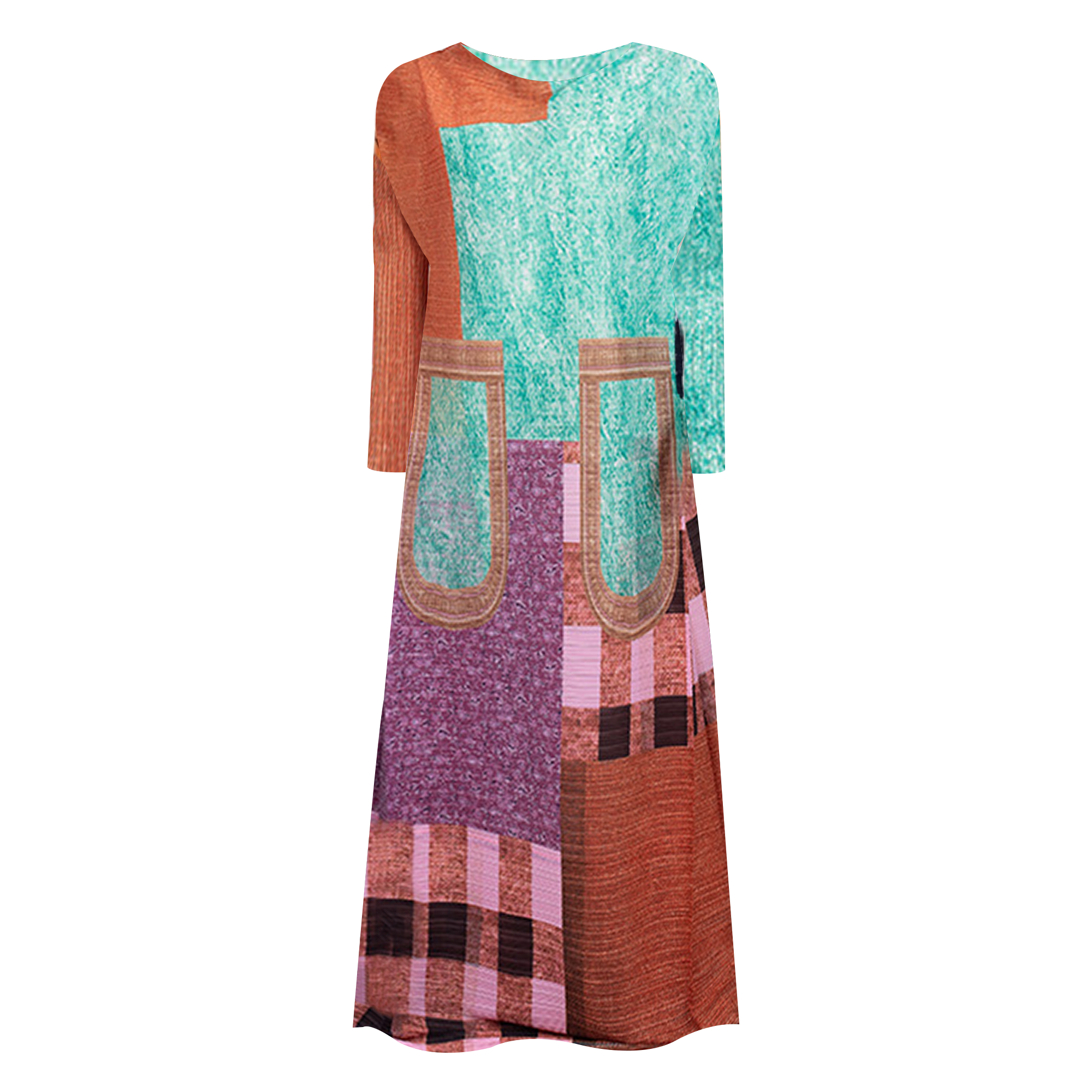 Plaid Geometric Pleated Dress