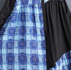 Spliced Plaid Midi Shirt Dress