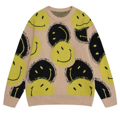 Smiling Face Loose Knit Sweater
