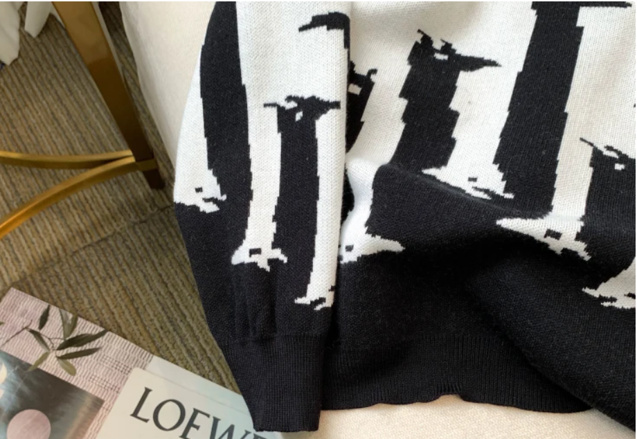 Giraffes Contrast Knitted Sweater