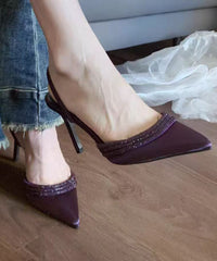 Chic Champagne Splicing Stiletto Sandals Pointed Toe Zircon