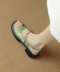 Comfy Black Buckle Strap Splicing Chunky Sandals Peep Toe