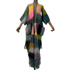 Colorful Fringed Trim Maxi Cardigan - WINI