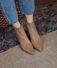 Breathable Mesh Black Rivet Splicing Boots Pointed Toe