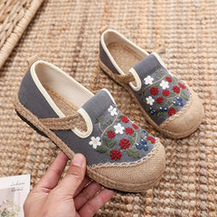 Women  Retro Floral Embroidery Linen Casual Shoes