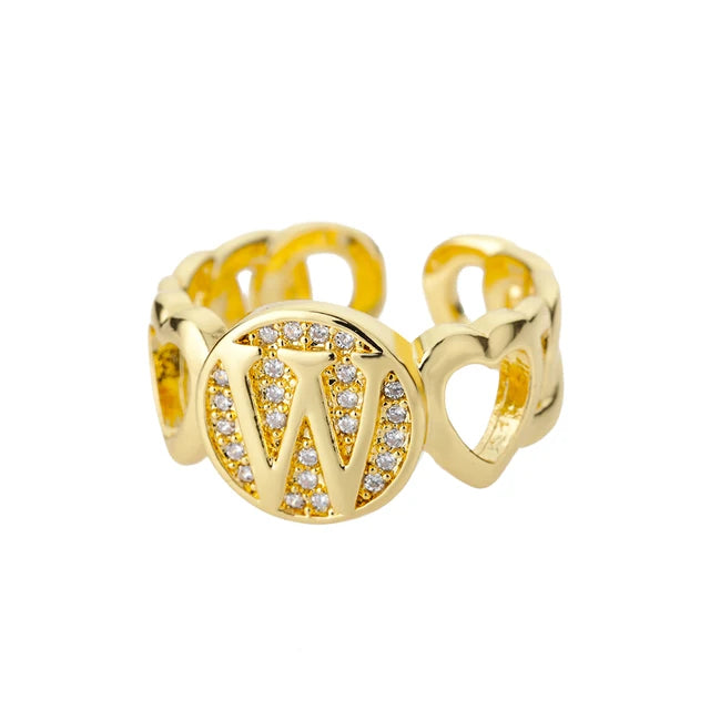 Alphabet Gold Plated Resizable Ring