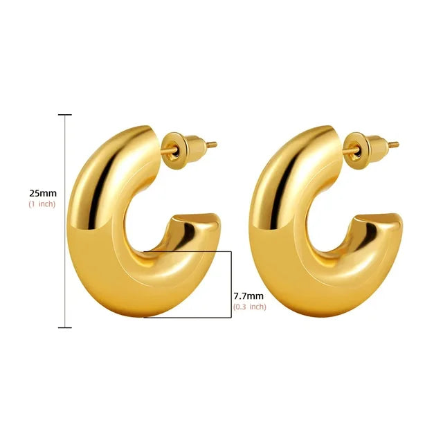 Chunky C Shape Hoop Earrings