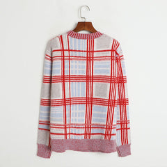 Plaid Mohair Knitted Sweater