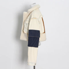 Patch Suede Spliced Denim Jacket