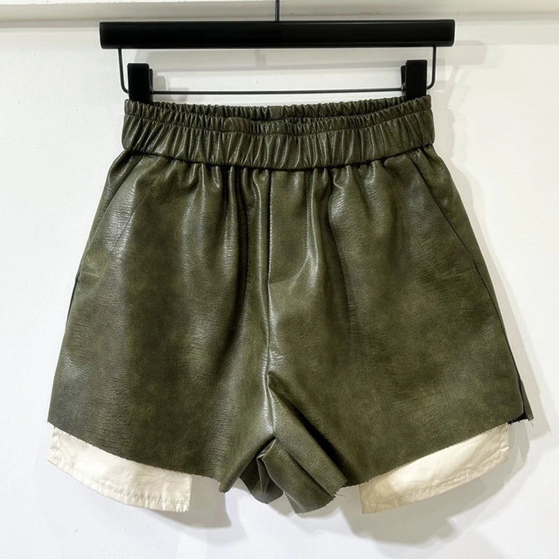 High-Waist Faux Leather Shorts