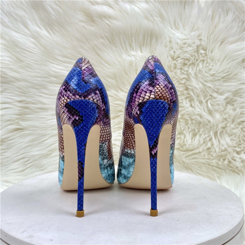 Pre Order:  Blue Snake Faux Leather Stilettos