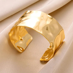 Wide Bump Pattern Open Cuff Bracelets