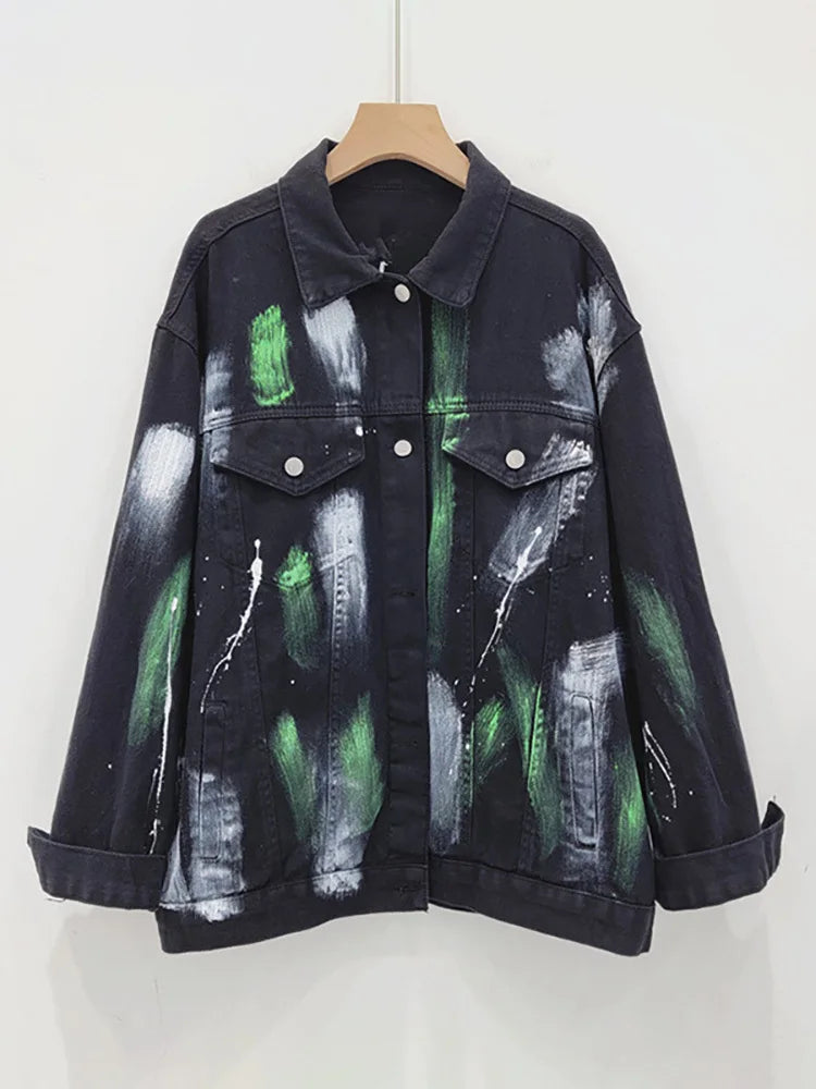 Color Graffiti Ink Splashing Denim Jacket