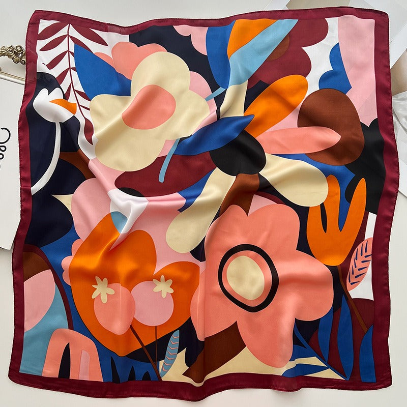 Trendy Color Block Floral Scarf