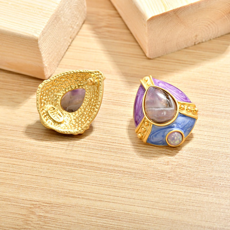 Retro Rhombus Glass Earrings