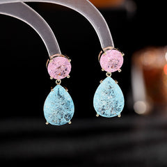 Color Block Ice Cracked Water Drop Earrings