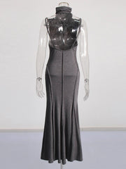 Turtleneck Structured Backless Dress