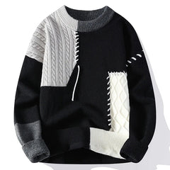 Color Block Round Neck Casual Knitted Sweater