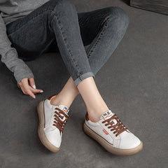 Summer Thin Leather Women Retro Casual Shoes