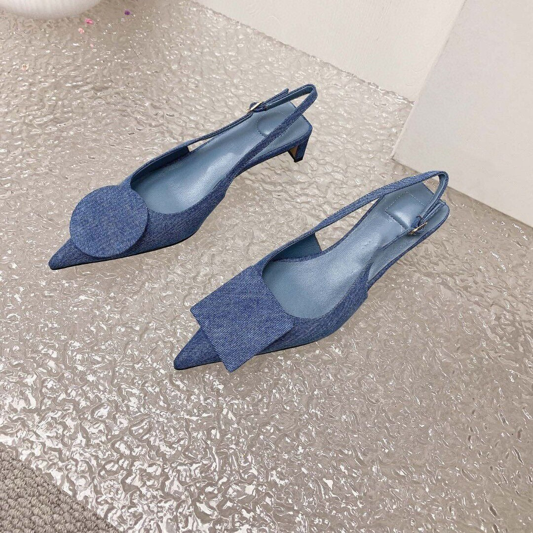 Pointed Toe Slim Heel Buckle Strap Sandals