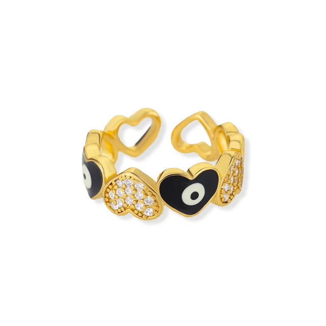 Hearts Link Open Adjustable Rings