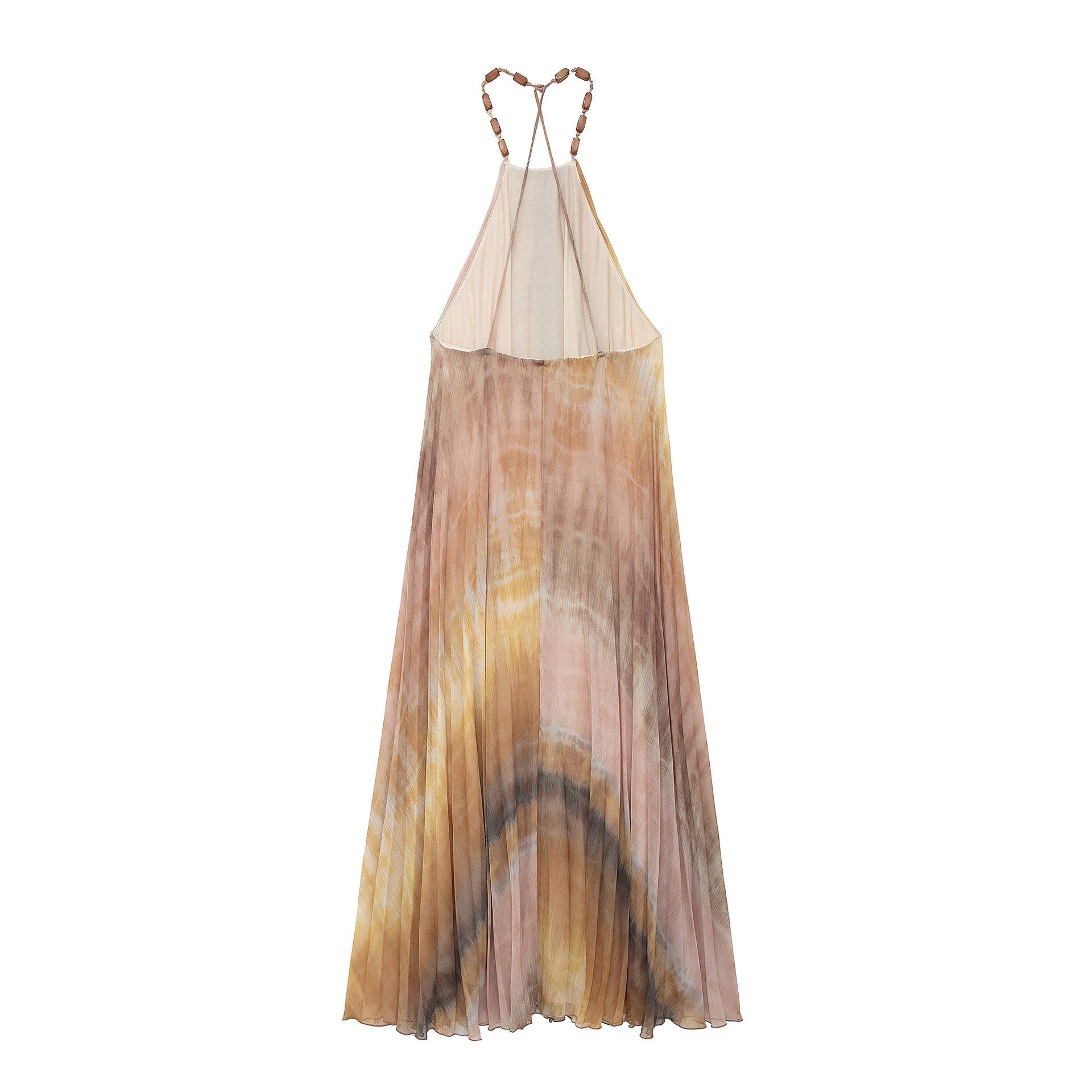 Tie Dye Halter Neck Pleated Dress